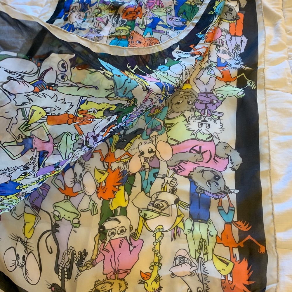 Moschino Boutique cartoon silk scarf